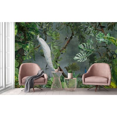 Exotic White Peacock Wallpaper Mural