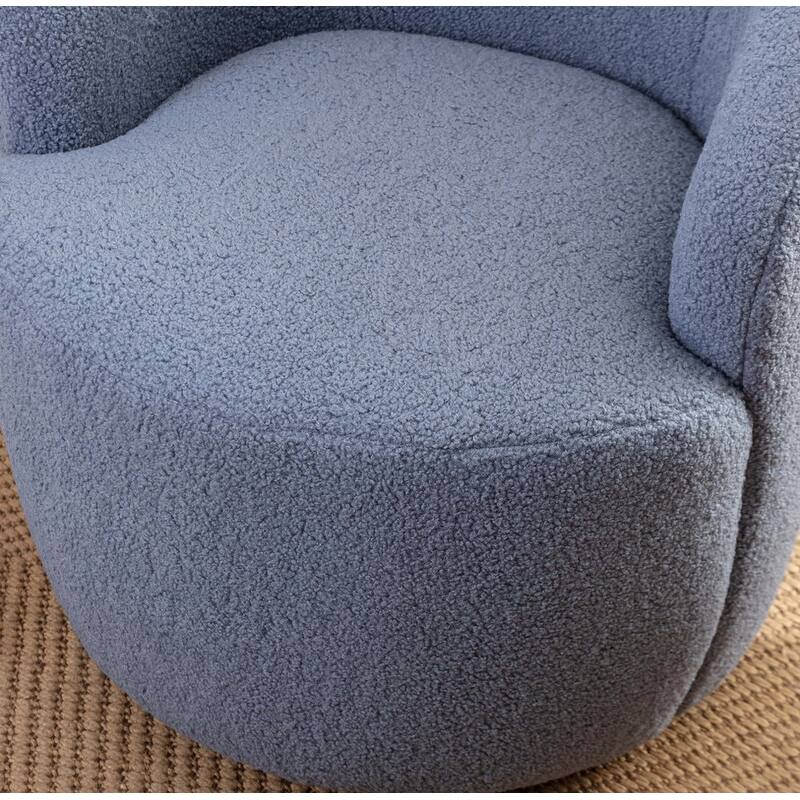 Swivel Barrel Chair,Teddy Fabric Upholstered Modern Round Accent Arm Chairs