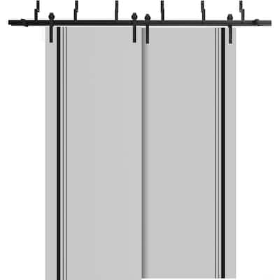 Barn Bypass Doors 72 x 80 Planum 0011 Grey Matte with Sturdy 6.6ft