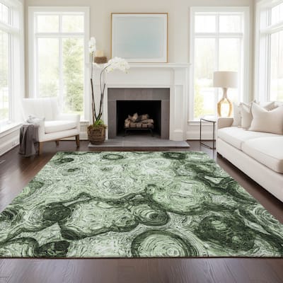 Machine Washable Indoor/ Outdoor Chantille Abstract Waves Rug