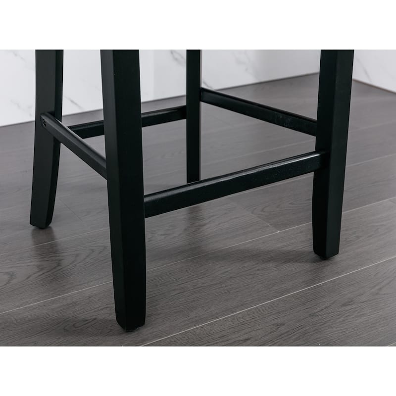 Wing-Back Barstools with Button Tufted Decoration and Wooden Legs, Leisure Style Bar Chairs,Bar stools, Set of 2