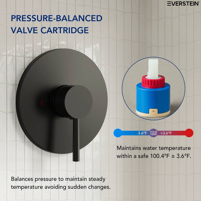 Single-Function Shower Faucet Stainless Steel Rain Shower Head with Pressure-Balanced Valve