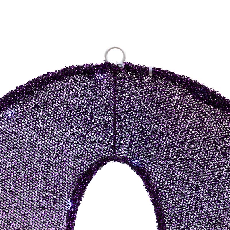 LED Lighted Tinsel BOO Outdoor Halloween Sign Decoration - 50" - Clear Lights