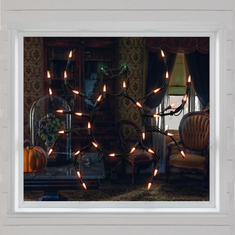 Lighted Spider Halloween Window Decoration - 15"