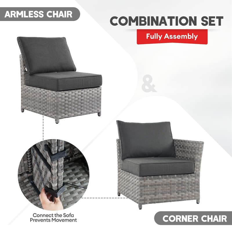 XIZZI 7-piece Outdoor Patio Furniture Rattan Wicker Conversation Set