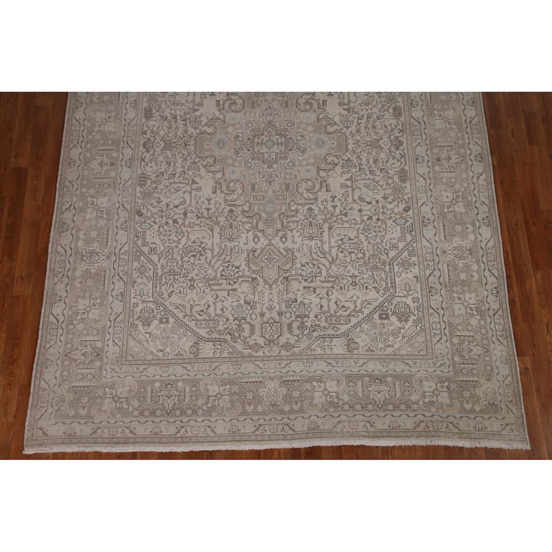 Distressed Tabriz Persian Vintage Area Rug Hand-knotted Wool Carpet - 6'10" x 9'6"