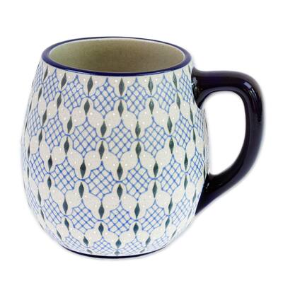 Novica Handmade Web In Blue Ceramic Mug