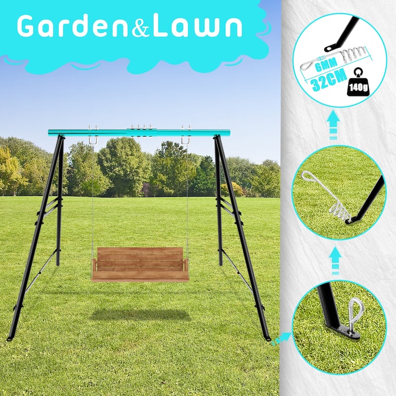 Adjustable A-Frame Swing Stand Powder Coated Steel Indoor and Outdoor Hammock Chair Stand Supports Up to 550 Pounds - N/A
