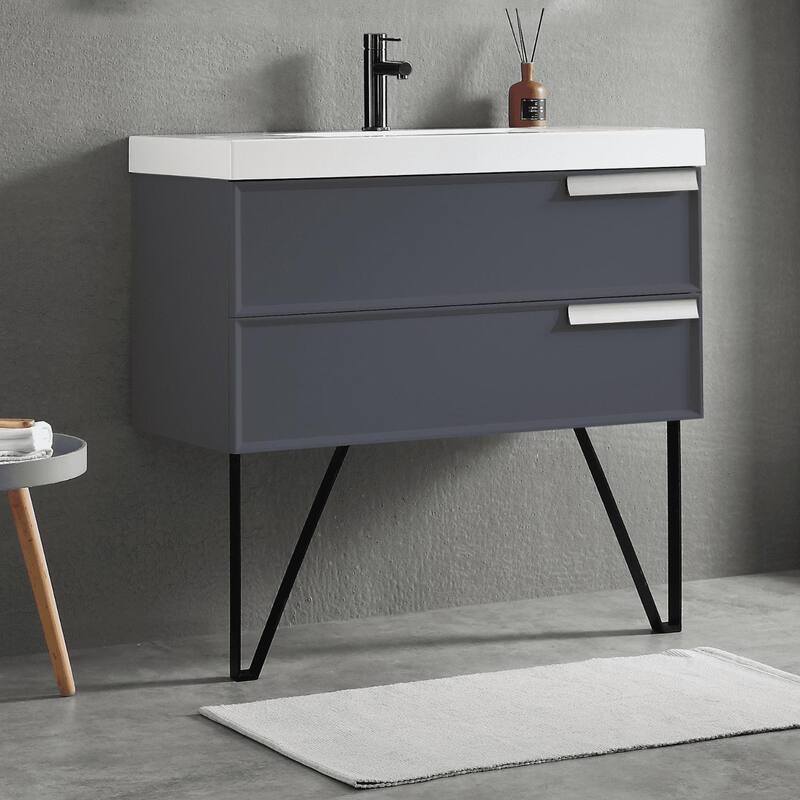 Blossom 36" Wall-Mounted Bathroom Vanity with Ceramic Sink