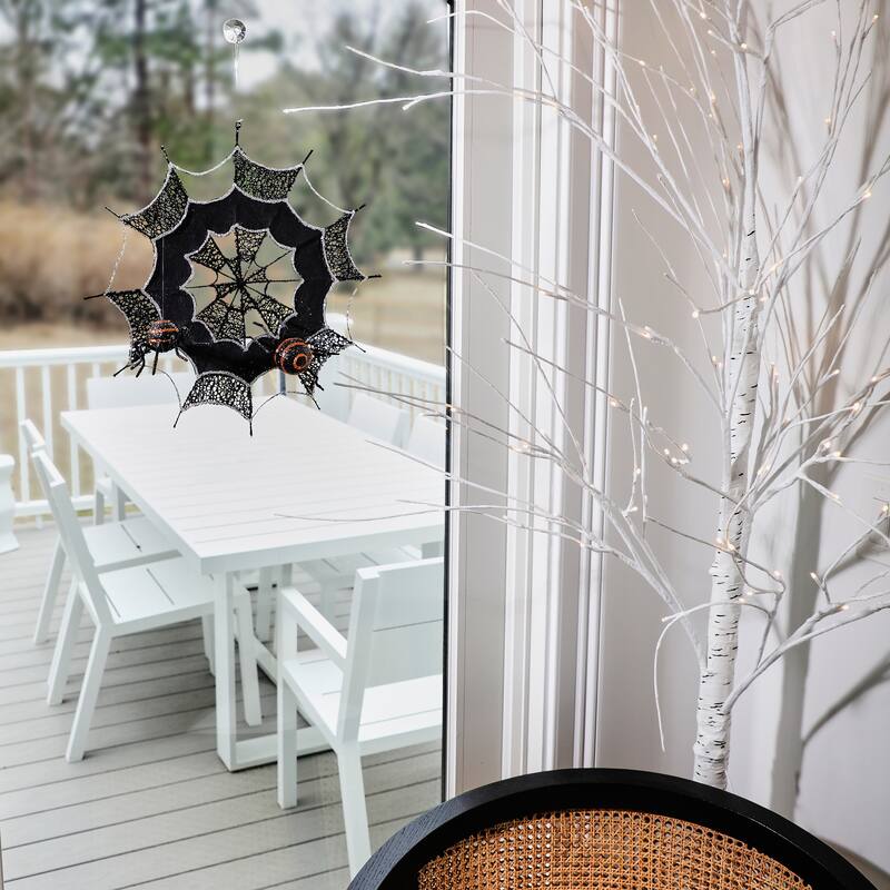 16" Glitter Spider Web With Spider