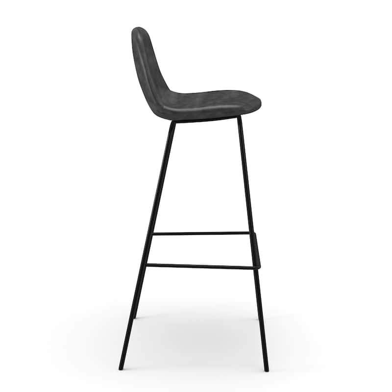 Maxine Vegan Leather Bar Height Stools Black Legs (Set of 2)