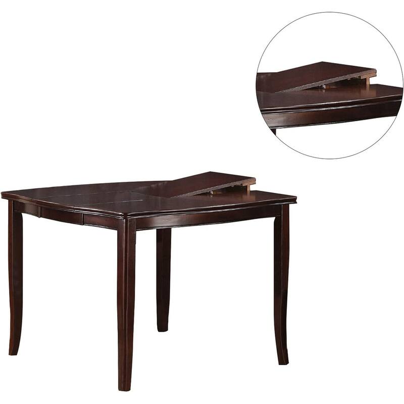 6 Pcs Counter Height Dining Table Set with Butterfly Leaf, Wooden Kitchen Furniture Set with 4 PU Upholstered Chairs & 1 Bench
