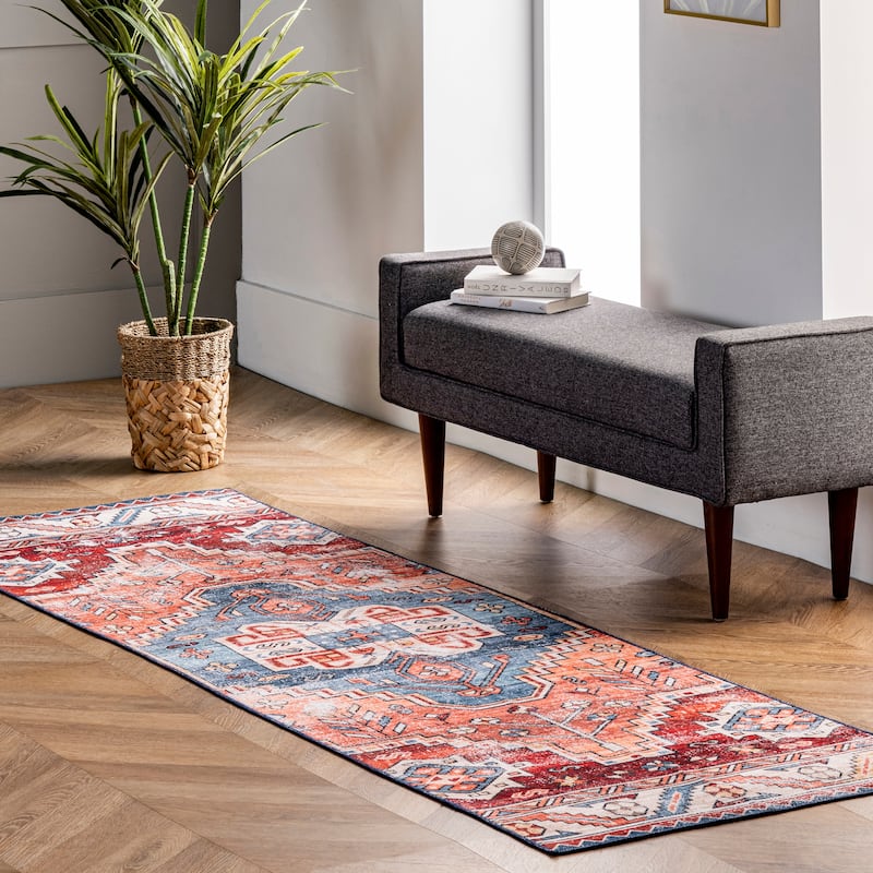 Nuloom Marli SpinClean Machine Washable Faded Medallion Area Rug