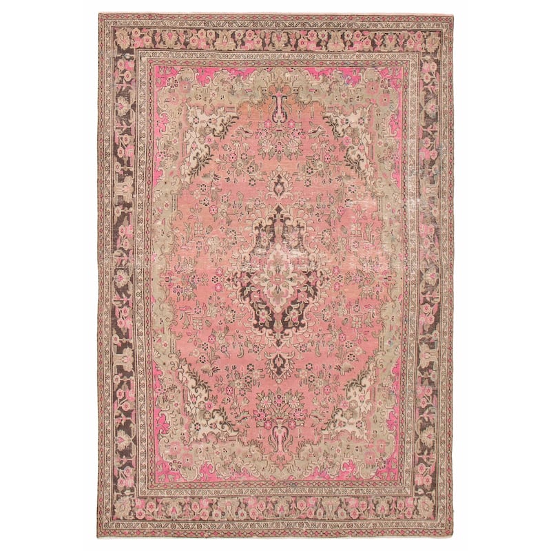 ECARPETGALLERY Hand-knotted Antalya Vintage Pink Wool Rug - 6'8 x 9'8 - Pink - 6'8 x 9'8