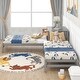 preview thumbnail 3 of 16, Built-in Table and Drawers Storage Twin Size L-Shaped Platform Beds with Built-in Rectangle Table.