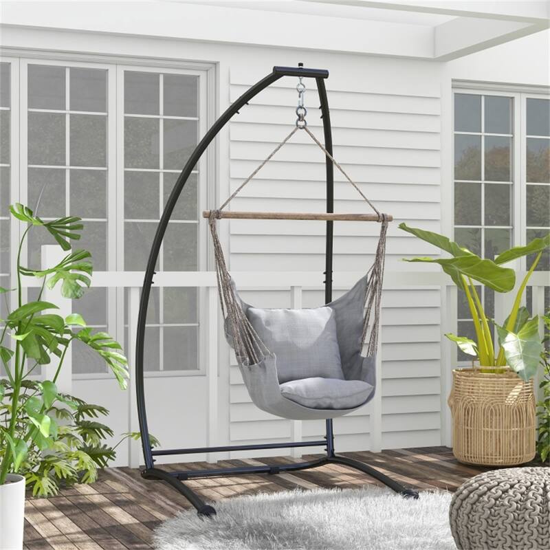 Heavy Duty Steel Hammock Chair Stand for Indoor and Outdoor Use with Powder Coated Finish - 39.25" L x 39.25" W x 59" H