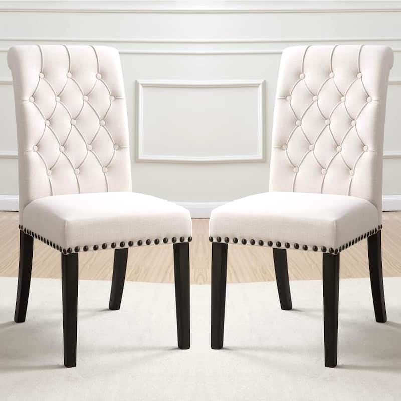 French Baroque Designed Dining Set with Button Tufted Chairs