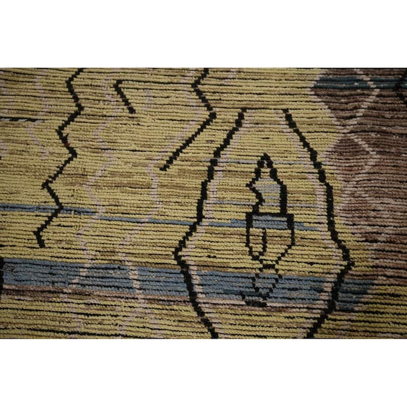 Moroccan Abstract Area Rug Handmade Modern Wool Carpet - 8'10"x 12'9"