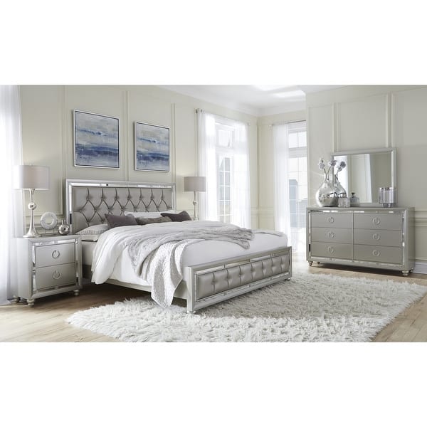 Modern Silver Tone Mirror with Sleek Wood Trim - Black