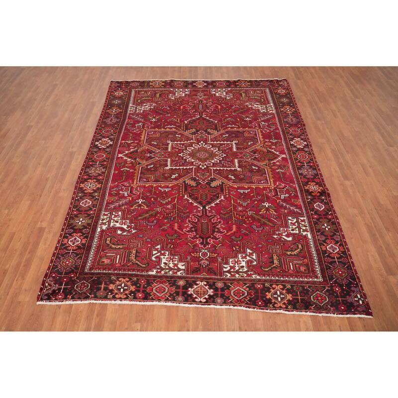Hand Knotted Oriental 100% Wool Carpet Traditional Medallion Red Heriz Area Rug - 10' 5'' X 8' 0''