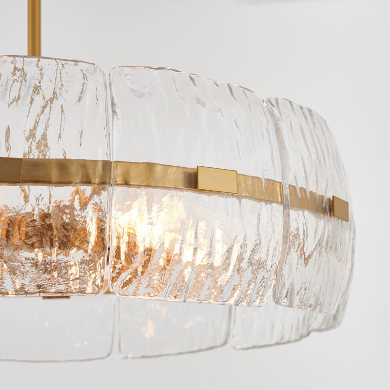 KAWOTI 49.13" 6-Light Glam Pendant Light with Textured Glass.