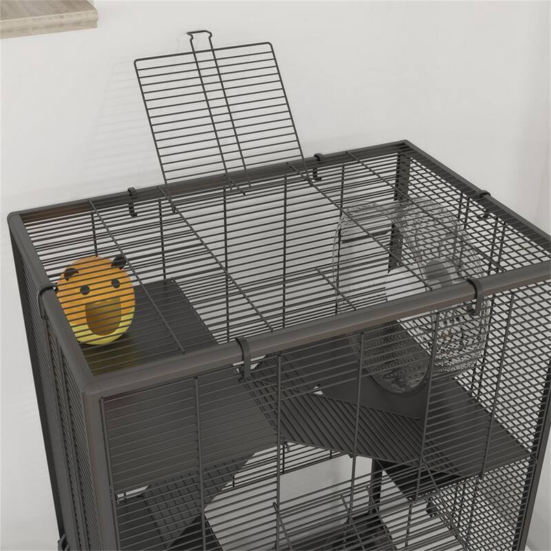 Four-Tier Hamster Tank with Glass Bottom, Ramps and Play Hut - 23.6" L x 15.7" W x 31.5" H