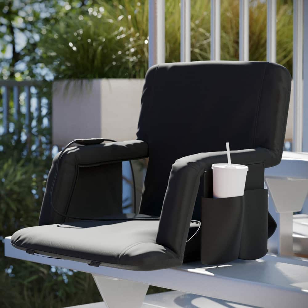 Extra Wide Foldable Reclining Heated Stadium Chair with Backpack Straps
