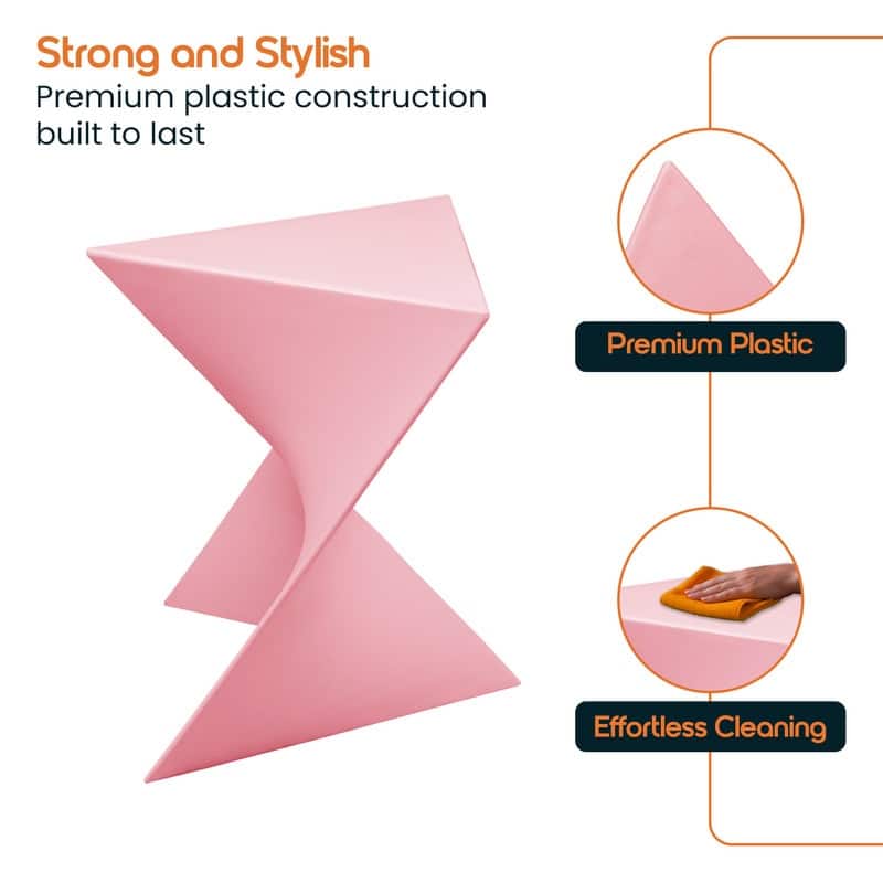 Randolph Modern Indoor Lightweight Side Table with Triangular Curved Design Accent End Table for Home Living Room or Bedroom