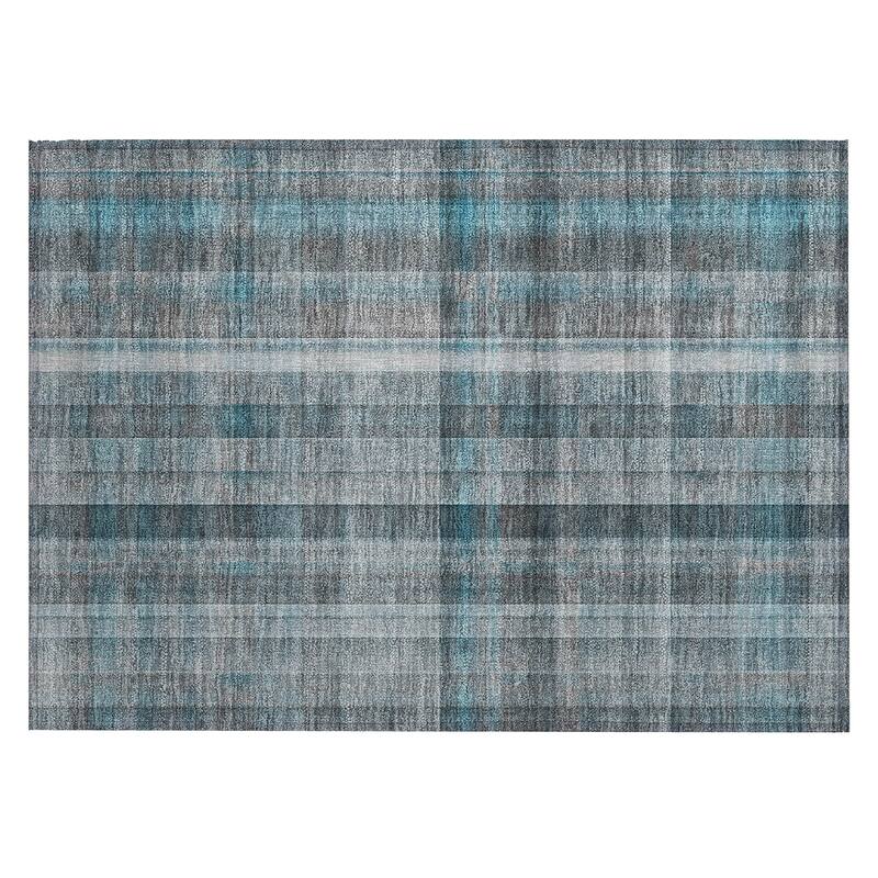 Machine Washable Indoor/ Outdoor Plaid Chantille Rug