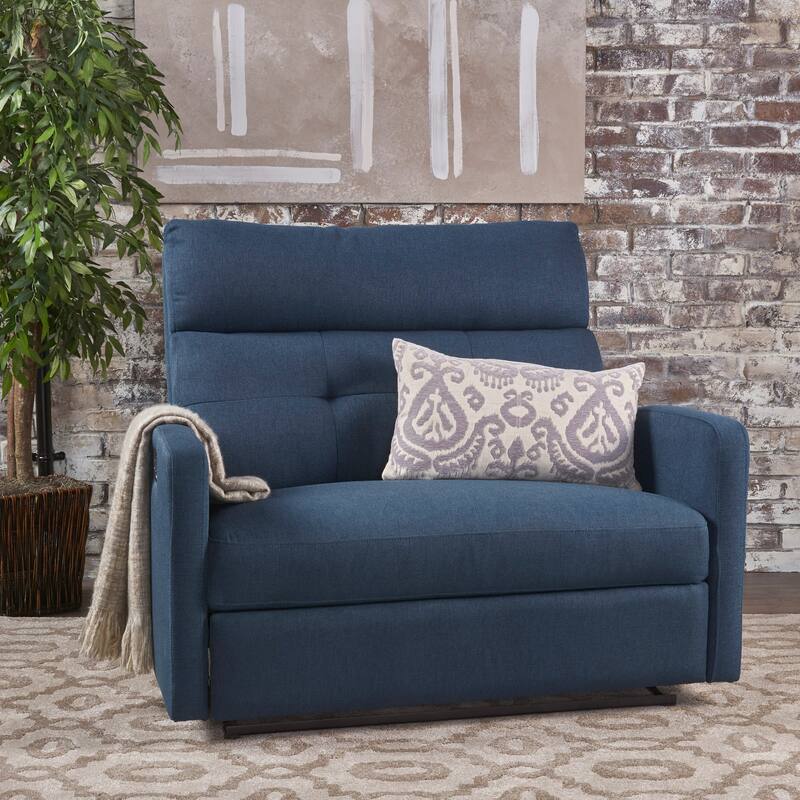 Roomfitters Double Recliner Loveseat with Tufted Backrest and Pillow Top Arms, Faux Leather Push-Back Sofa Chair