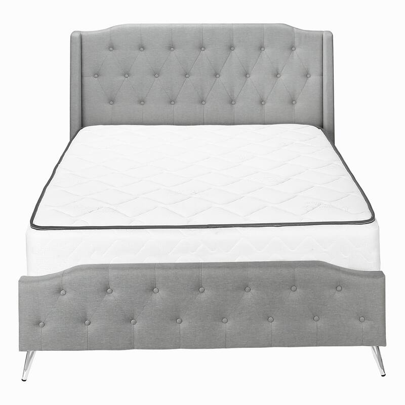 Neutral Linen-Look Upholstered Queen Bed Frame with Soft Cushioning and Transitional Contemporary Style