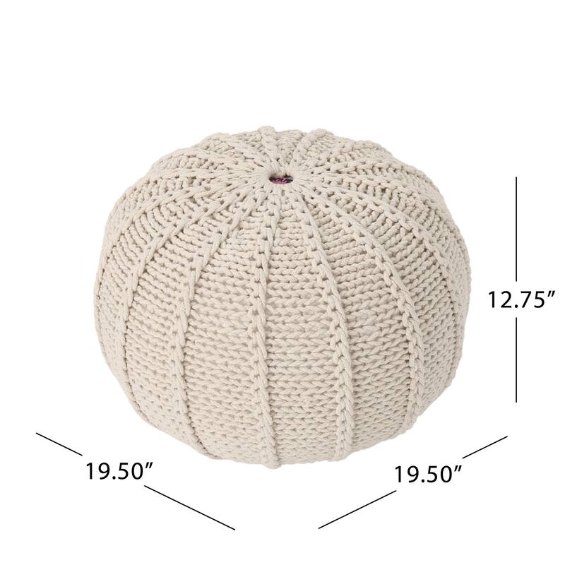 Bordeaux Knitted Cotton Round Pouf,Comfortable choice, multiple functions, classic design, and cozy corners