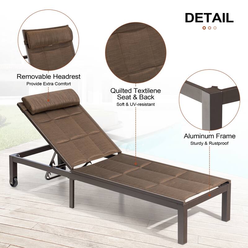 Crestlive Products Outdoor Patio Adjustable Chaise Lounge Chairs Set