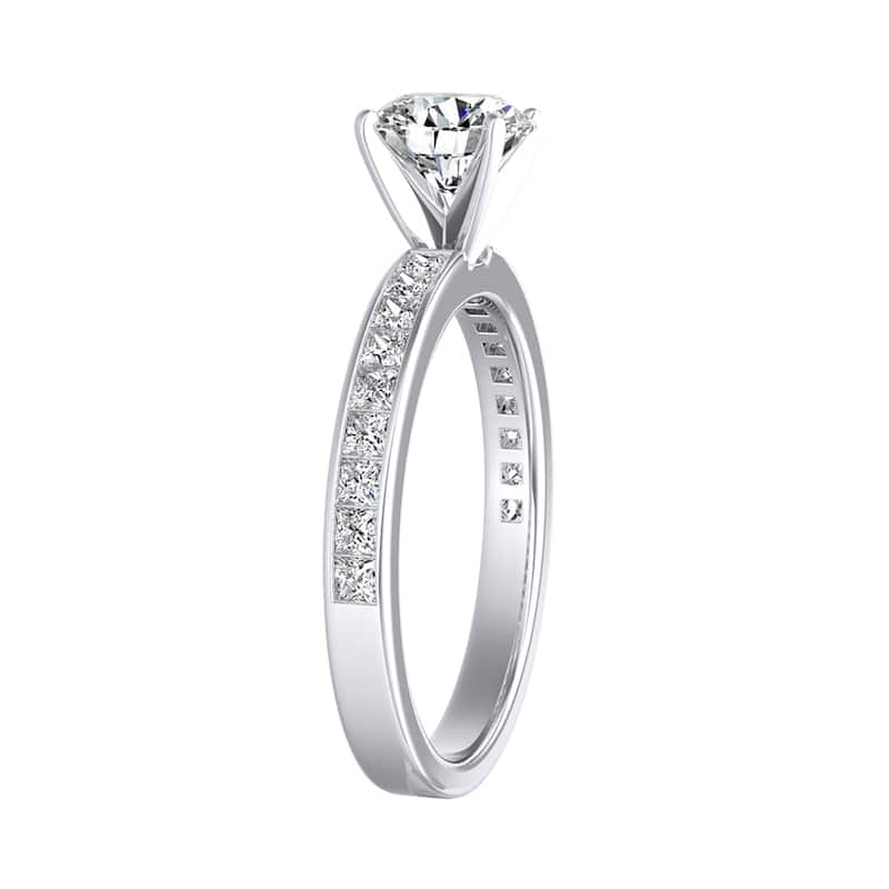 Auriya 14k Gold Round Moissanite Engagement Ring 1 1/4ctw
