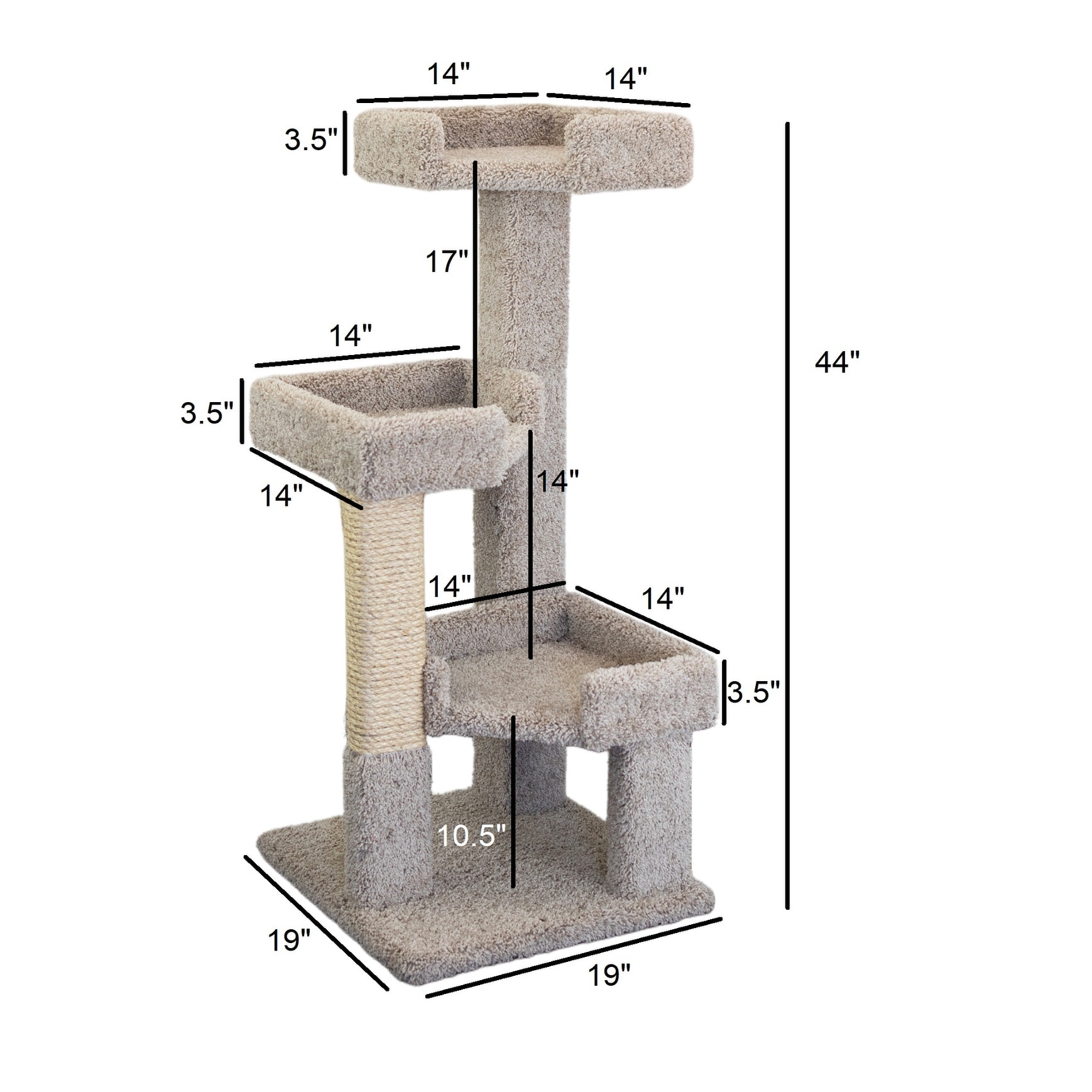 New Cat Condos Level Solid Wood and Carpet Kitty Tree On Sale
