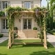 preview thumbnail 2 of 10, Solid Cedar Wood Pergola Swing, 2-Person Outdoor Wooden Swing Bench with Frame, Heavy Duty Patio Arbor Swing