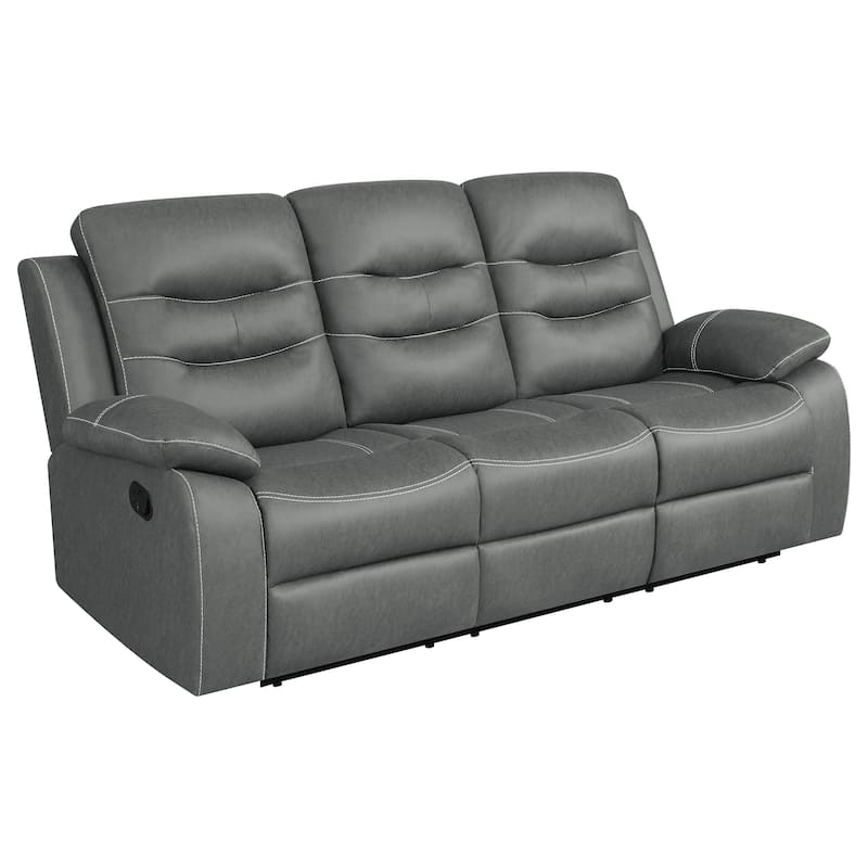 Nova Upholstered Padded Arm Reclining Sofa Dark Grey - Dark Grey