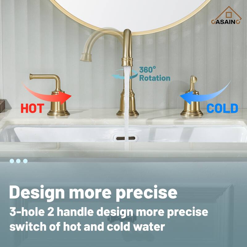 8 in. Widespread Double Handle Bathroom Faucet with Drain Kit Included