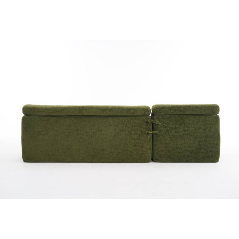 105" Chenille Sectional Sofa with Chaise Lounge & 2 Pillows
