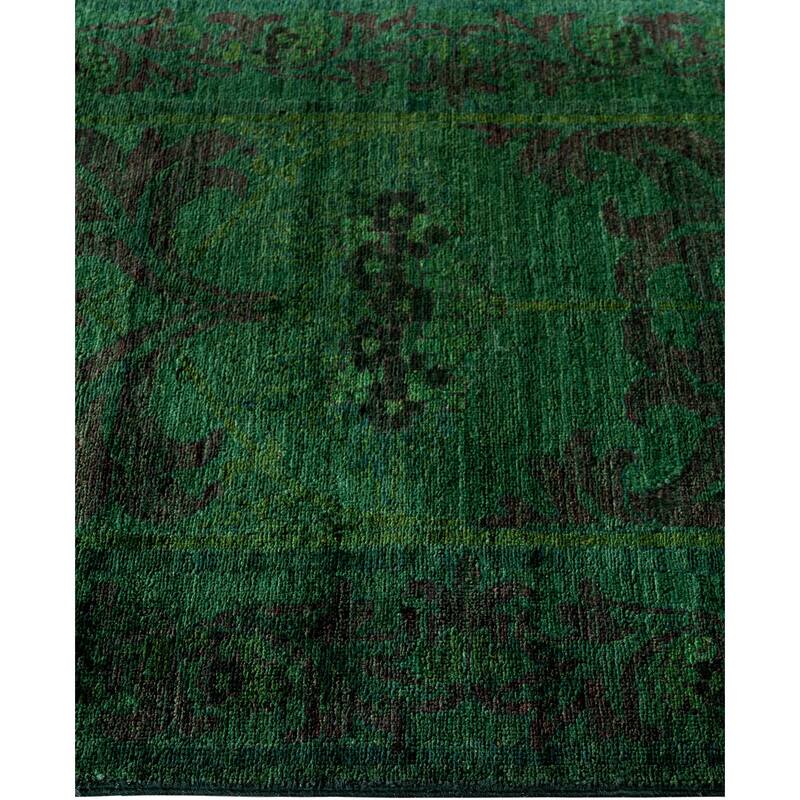 Overdyed One-of-a-Kind Hand-Knotted Runner Rug - Green - 2' 8" x 9' 10"