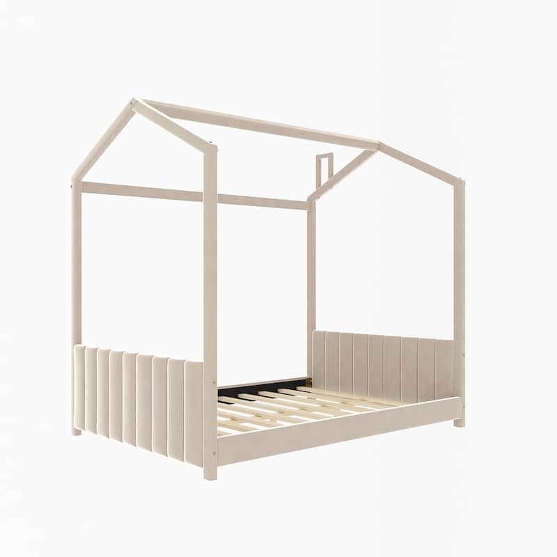 Upholstered House Bed Wood Bed