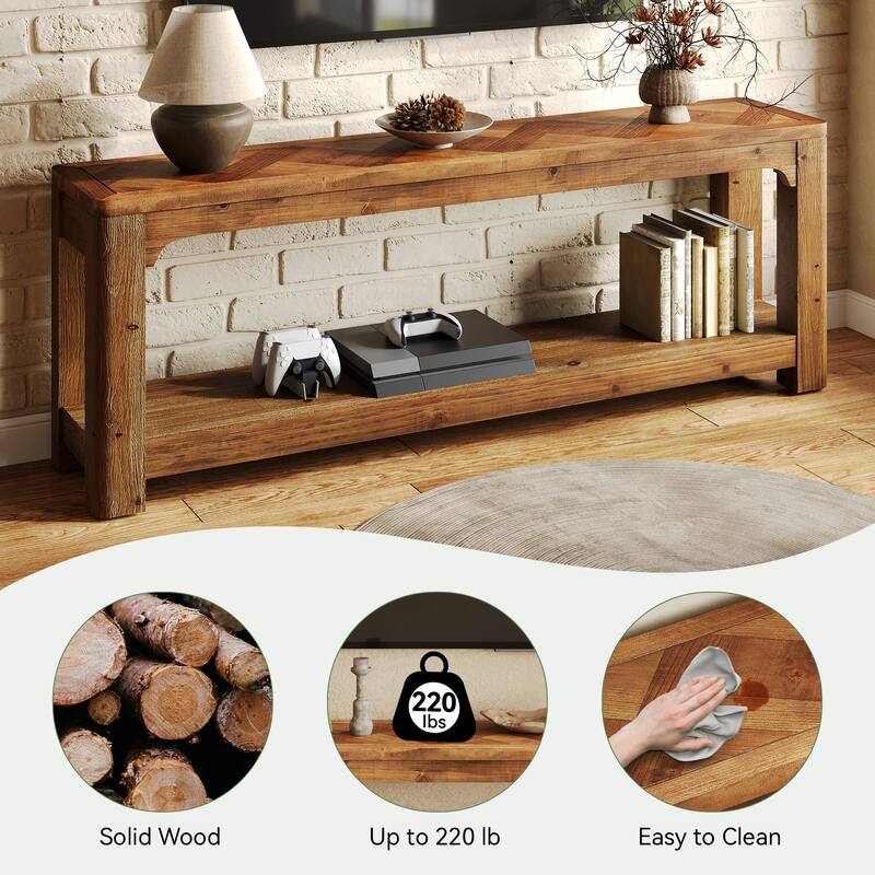 Solid Wood 63" TV Stands, Low Media Console Entertainment Center