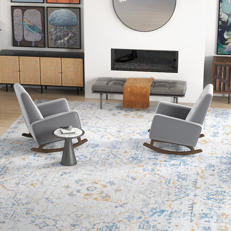 Werman Mid Century Pillow Back Linen Lounge Chair (Set of 2)
