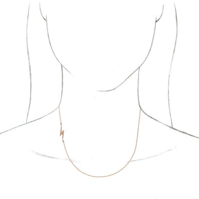 Curata 14k Yellow, Rose or White Gold 23.3x6.2mm Lightning Bolt Station 16-18" Necklace