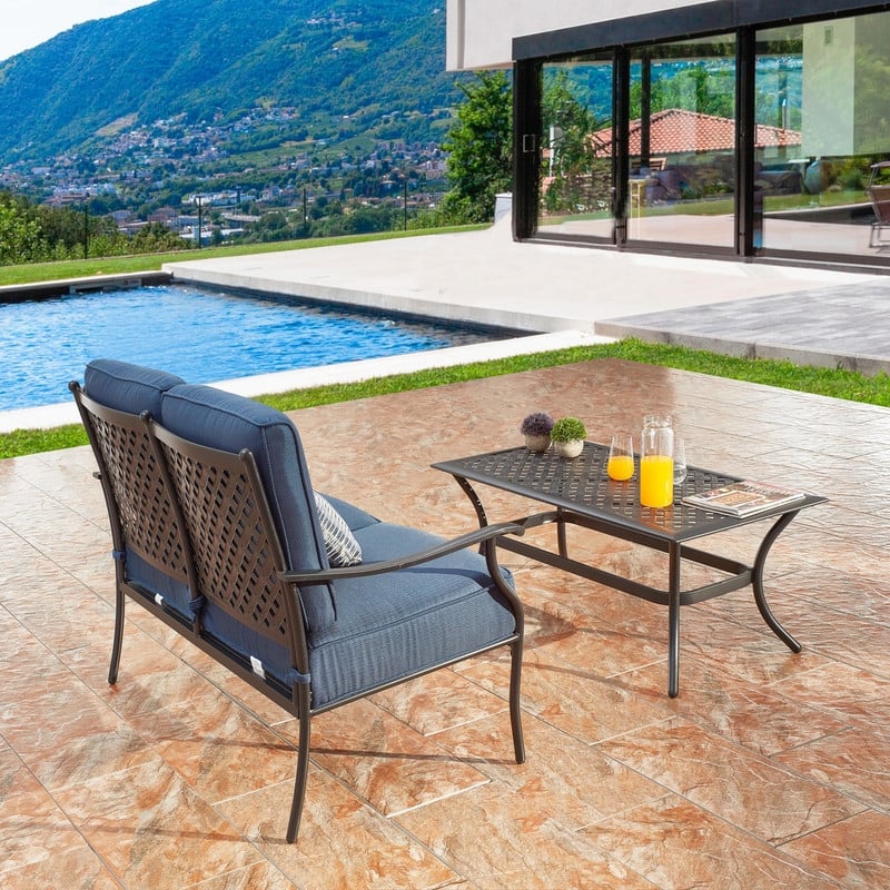 Patio Festival 2-Piece Outdoor Loveseat and Coffee Table Set
