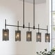 preview thumbnail 12 of 13, Tifany Modern 5-Light Black Chandelier Large Linear 45. IN Colored Glass Kitchen Island Lights - L 45.3" x W 4.3" x H 17.3"