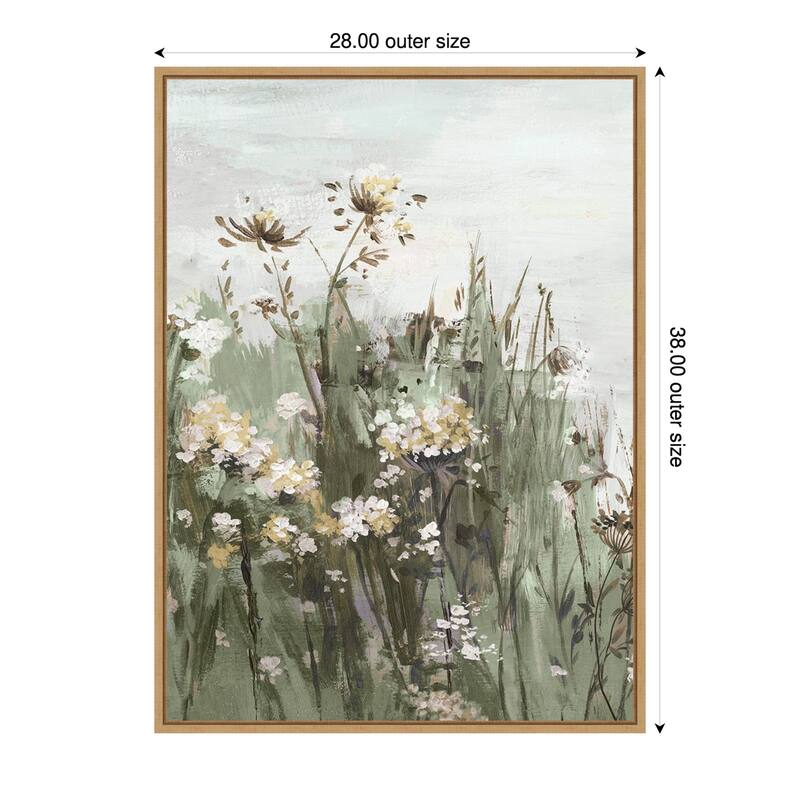 Wildflowers in a Gentle Breeze No. 2 by PI Studio Framed Canvas Wall Art Print - 28 x 38 in