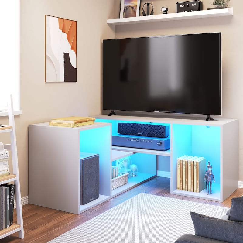 Moasis Modern DIY TV Stand Deformable Entertainment Center with LED Light Strip