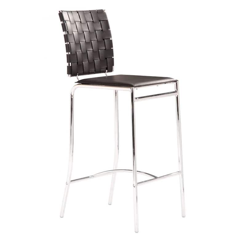 Criss Cross Counter Stool (Set of 2) - Black, Chrome