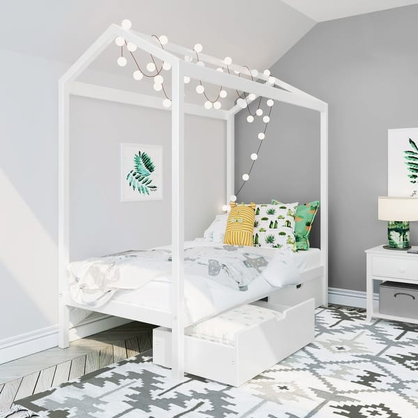 slide 1 of 14, Max and Lily Twin House Bed with Storage Drawers
